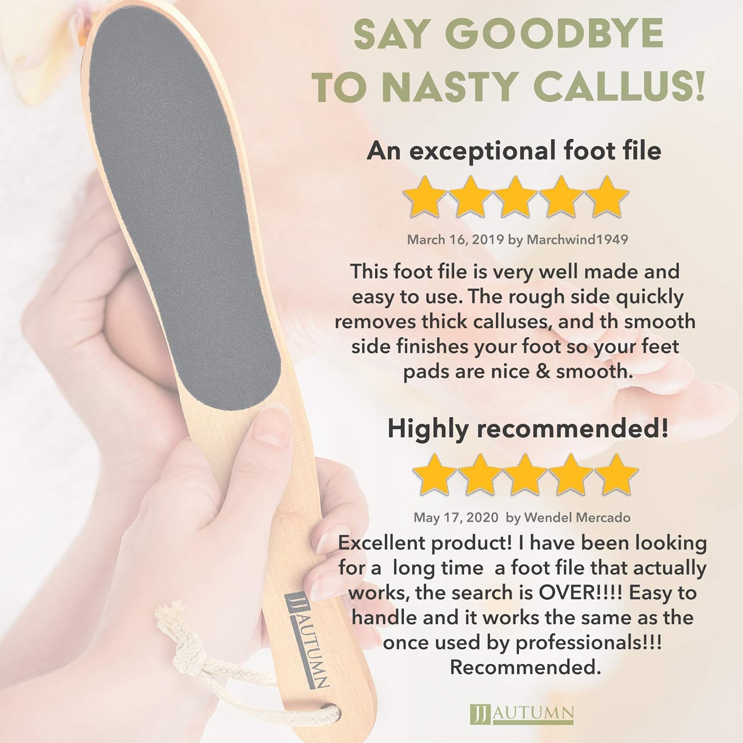 Professional Foot File Callus Remover - Wooden Pedi Foot Scrubber Filer for Dead Skin - Double Sided Foot Scraper Exfoliator for Dry and Wet Feet Care - Spa Quality Foot Rasp Grater Pedicure Tools : Beauty