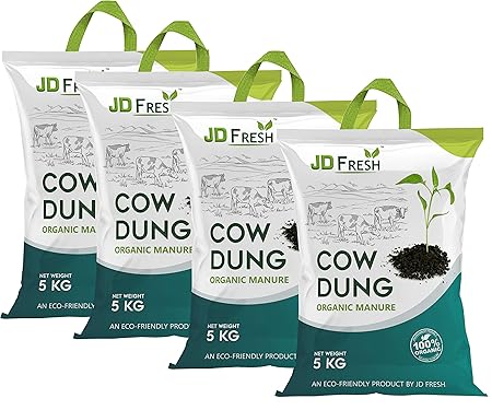 JD FRESH Cow Dung Manure Fertilizers for Plants & Home Gardening - 20 kg