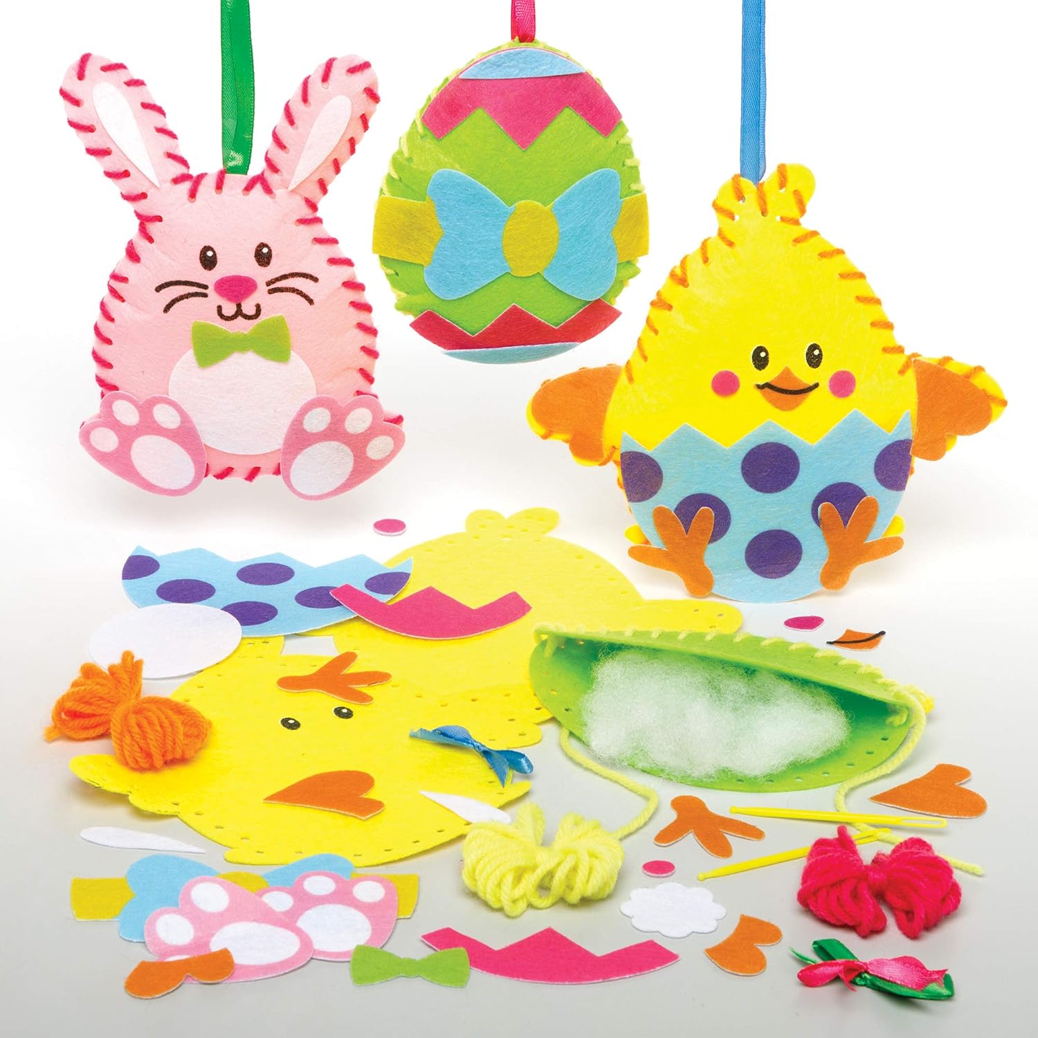 Baker Ross Easter Sewing Decorations - Pack of 3, Sewing Kits for Kids (AX798), Assorted, 20 cm x 26 cm x 5 cm