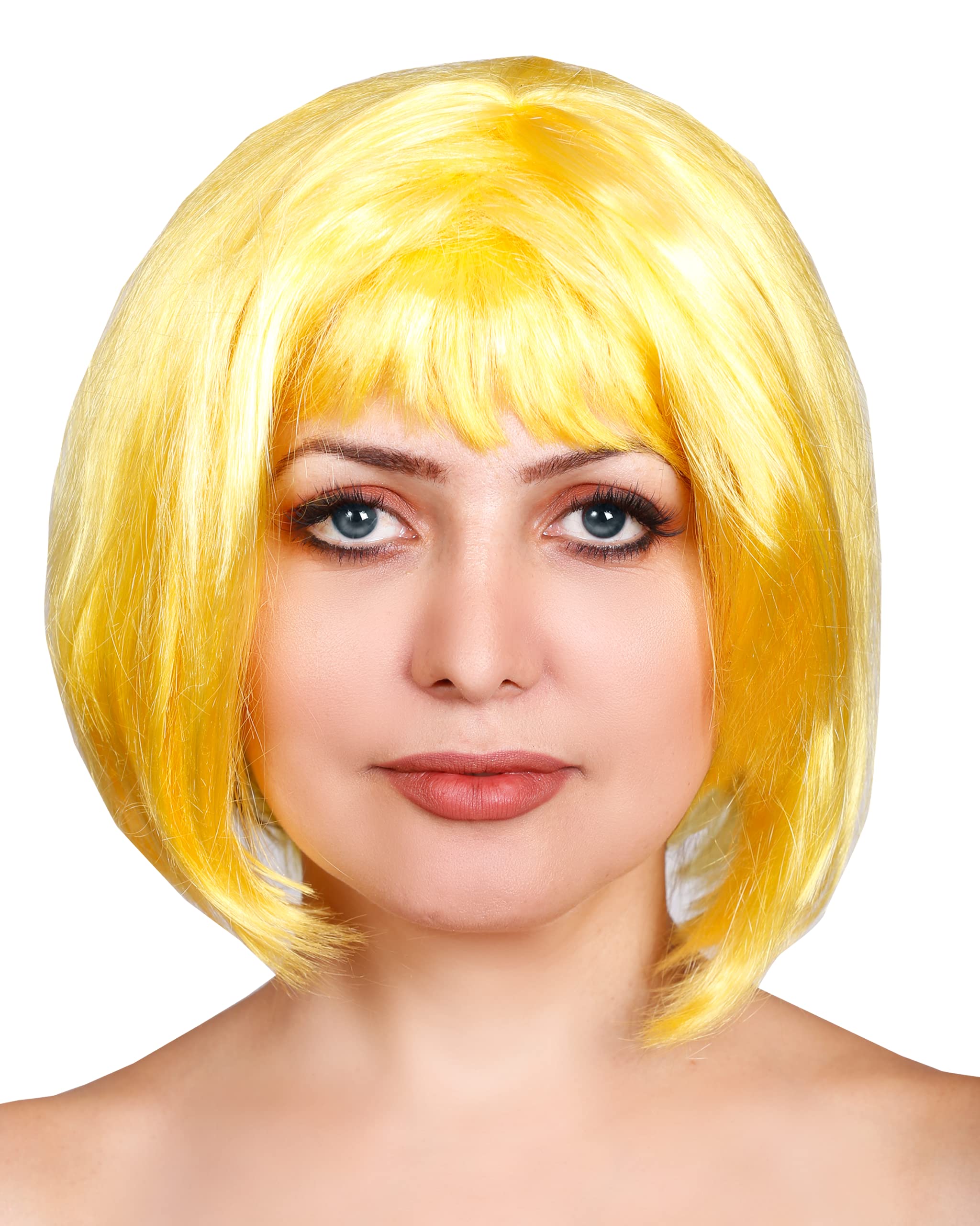 Matissa Women's Ladies Short BOB Wig Fancy Dress Cosplay Role play Wigs POP Party Costume (Yellow)