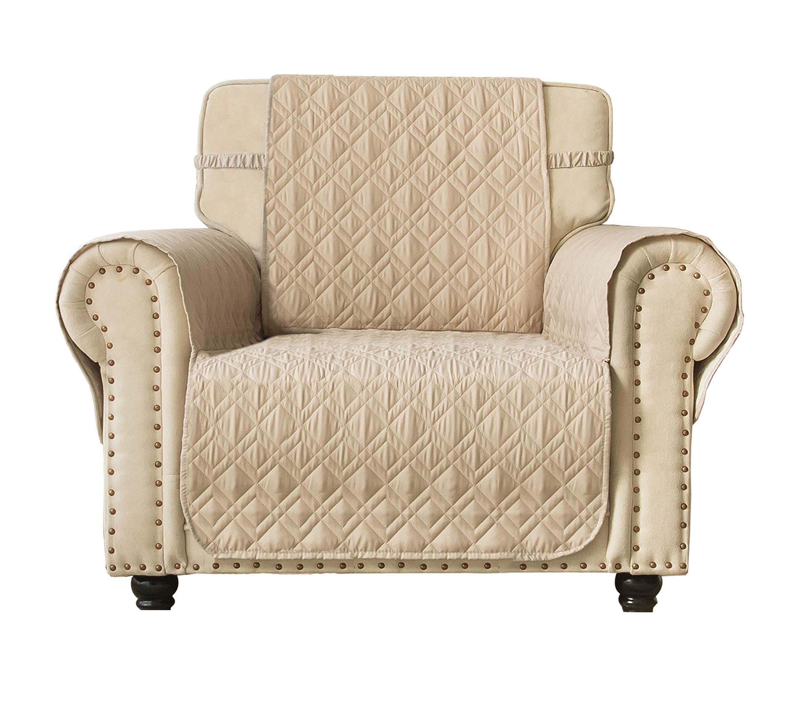 Photo 1 of Ameritex Waterproof Nonslip Chair Cover for Leather, Dog Chair Cover Furniture Protector, Ideal Chair Slipcovers for Pets and Kids, Stay in Place (23", Beige)