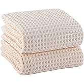 PÜSKÜL Premium Waffle Bath Towels Set of 2 - Organic 100% Turkish Cotton Bath Towel - Quick Dry, Absorbent, Light, Thin, 32x63 Large Waffle Towels for Bathroom (Natural Beige Bath Towels - Pack of 2)
