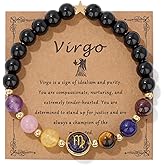 GolbalJew Zodiac Bracelets for Women 12 Constellations Healing Crystal Stone Beads Bracelet Birthday Zodiac Gifts Horoscope Spiritual Bracelet