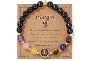 GolbalJew Zodiac Bracelets for Women 12 Constellations Healing Crystal Stone Beads Bracelet Birthday Zodiac Gifts Horoscope Spiritual Bracelet