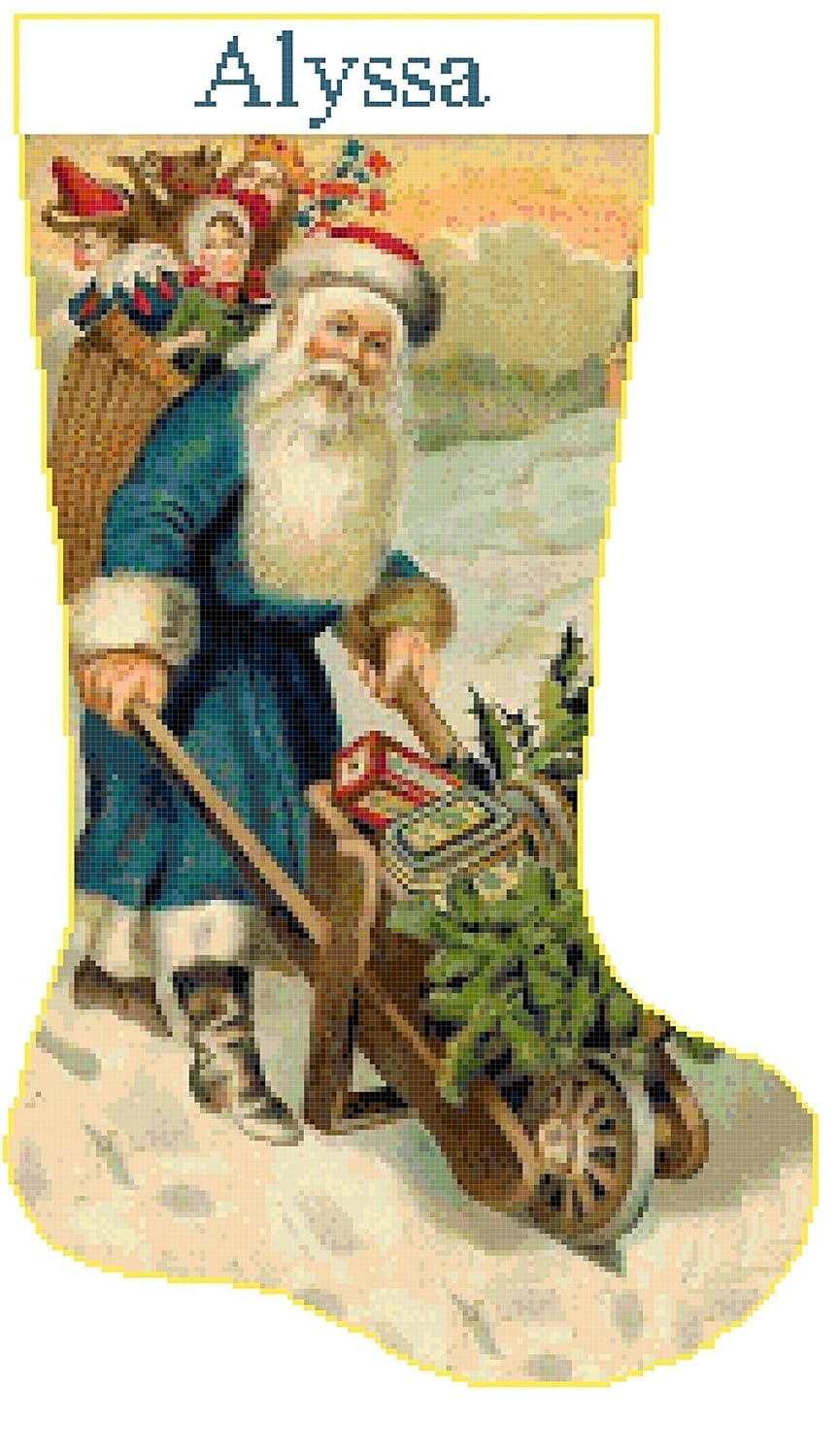 Amazon.com: Pattern Only Cross Stitch Christmas Stocking Santa 5 with Name: Handmade