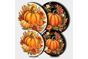 TUCOCOO Autumn Pumpkin Electric Stove Burner Covers，4 Pcs Halloween Decor Round Stove Burner Cover，8 Inches and 10 Inches，Gas Stove Burner Cover,Metal Cooktop Fall Pumpkin Decorative Home Decor,Kitchen Decor