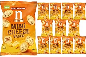 Nairn's Gluten-Free Mini Cheese Bakes | Healthy Savory Snack | Low-Calorie, Baked Not Fried | High in Fiber & Protein | 1.6 oz Bag (Pack of 12)