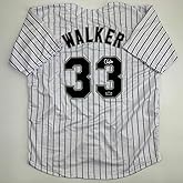 Facsimile Autographed Larry Walker Colorado Pinstripe Reprint Laser Auto Baseball Jersey Size Men's XL