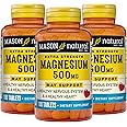 Mason Natural Magnesium 500 mg Extra Strength, 300-Day Supply, Supports Normal Heart Health & Nervous System, 3 Pack