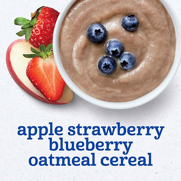 GERBER STAGE 2 BABY FOOD, APPLE STRAWBERRY BLUEBERRY OATMEAL CEREAL TUBS, IRON HELPS SUPPORT BRAIN DEVELOPMENT, NO ARTIFICIAL FLAVORS, BABY CEREAL, 2-PACK