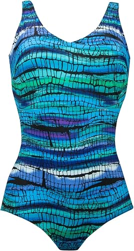 Naturana Badeanzug mit Korsage 31633, 52C, blau/grüntöne: Amazon.de