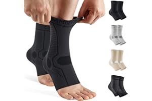 CAMBIVO 1 Pair Ankle Braces for Men and Women, Ankle Compression Socks for Foot Pain, Daily Wear, Fitness, Working, Achilles Tendonitis Relief Ankle Sleeve (Black, Large)