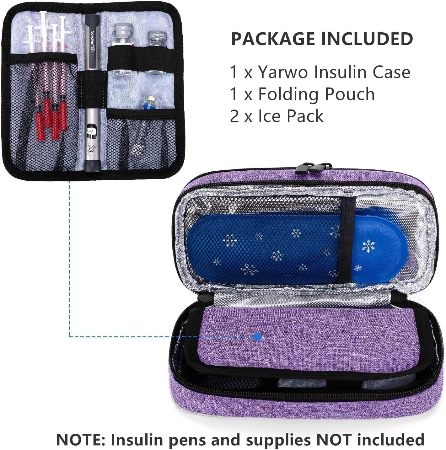 Yarwo Insulin Cooler Travel Case, Double-Layer Diabetic Travel Case with 2 Ice Packs - Image 4