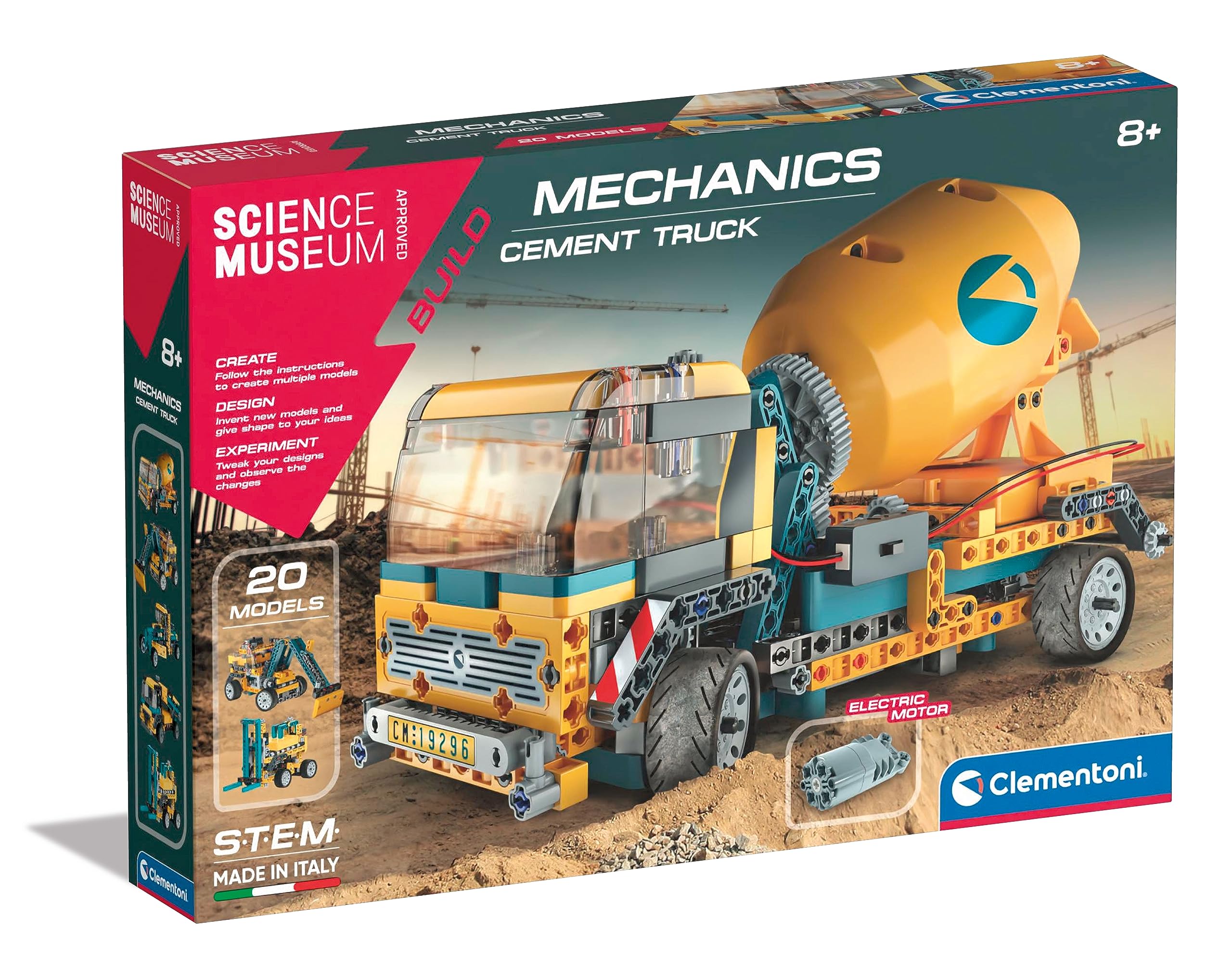 Clementoni - 61389 - Science Museum Build - Concrete Mixer Truck - Building Set, Mechanics, Scientific Toys, Science Kit For Kids 8 Years, STEM Toys, English Version, Made in Italy