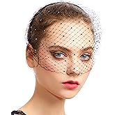 BABEYOND 1920s Flapper Fascinator Mesh Veil Headband Bridal Wedding Tea Party Fascinator Veil with Rhinestone for Women