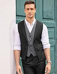 Coofandy Mens Formal Fashion Layered Vest Waistcoat