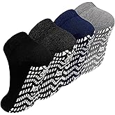 Artfasion Non Slip Socks with Grip: Men's Grippy Non Skid Ankle Socks for Hospital Elderly Women Pilates Fitness 4 Pairs