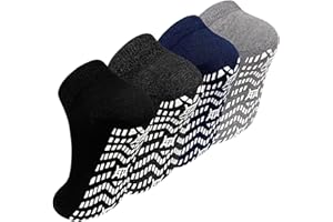 Artfasion Non Slip Socks with Grip: Men's Grippy Non Skid Ankle Socks for Hospital Elderly Women Pilates Fitness 4 Pairs
