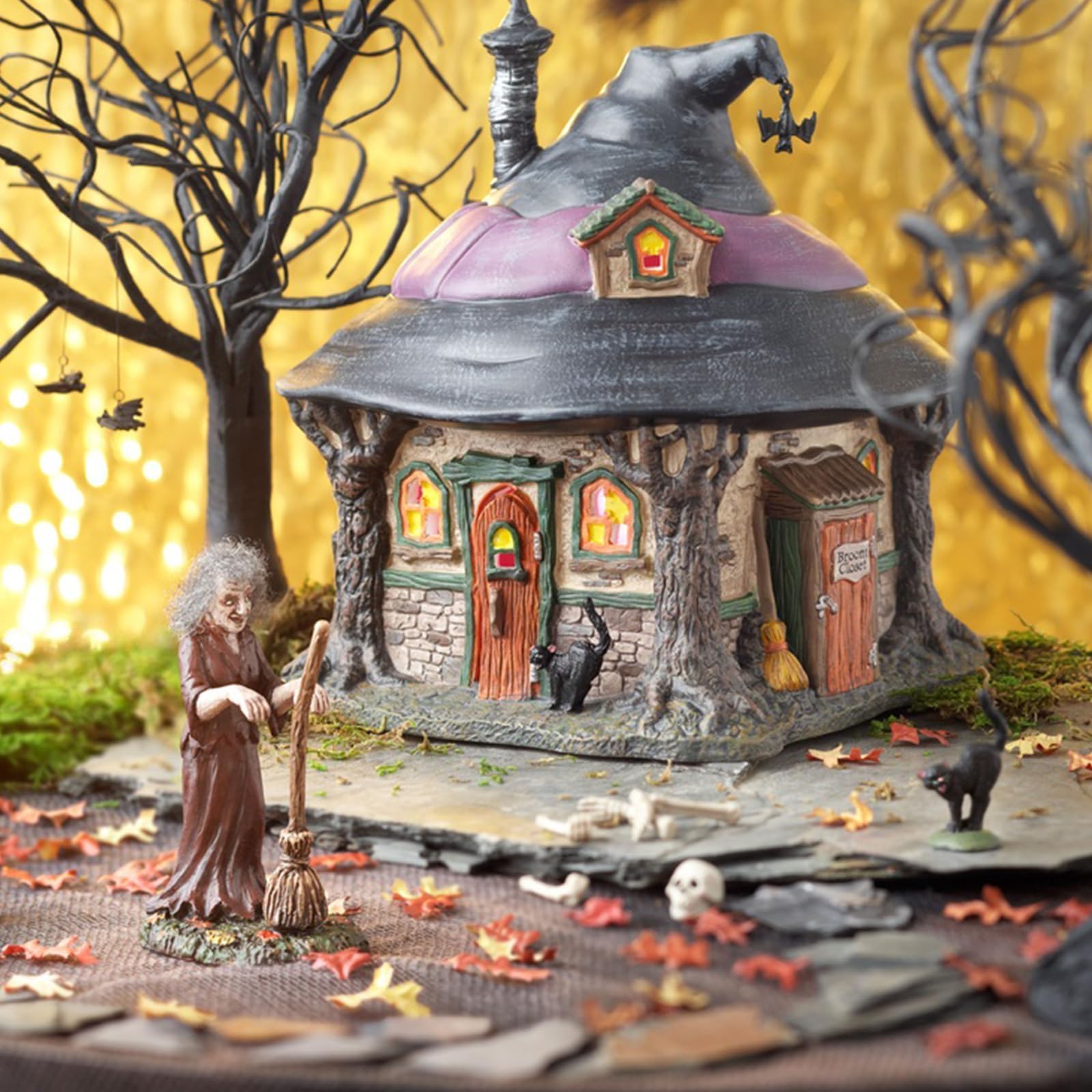 Warmtree 4 Pack Miniature Leave Realistic Miniature Leaves Simulation Leaves for DIY Model Railway Fairy Garden Diorama Supplies Halloween Village Accessories