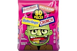 Butterfinger, CRUNCH, Baby Ruth and 100 Grand, 80 Count, Assorted Mini and Fun Size Individually Wrapped Candy Bars, Halloween Candy, 32.1 oz