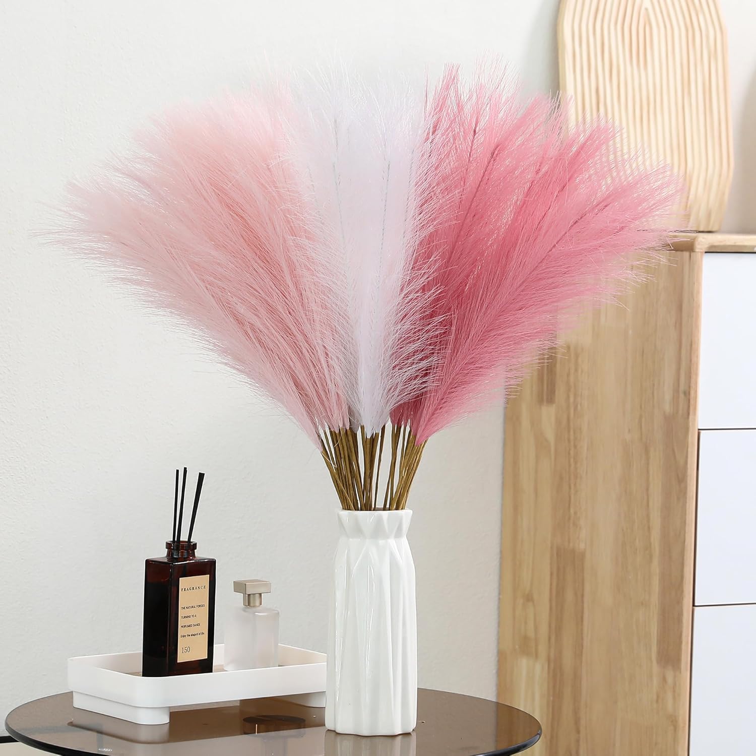 Dried & Preserved Flora - Wertuirk 30pcs Faux Pampas Grass - 24 Inch Pink Pampas Grass Home Decor, Artificial Colored Pompas Grass for Room Decor, Flower Arrangement, Wedding Centerpieces and Baby Shower Decorations