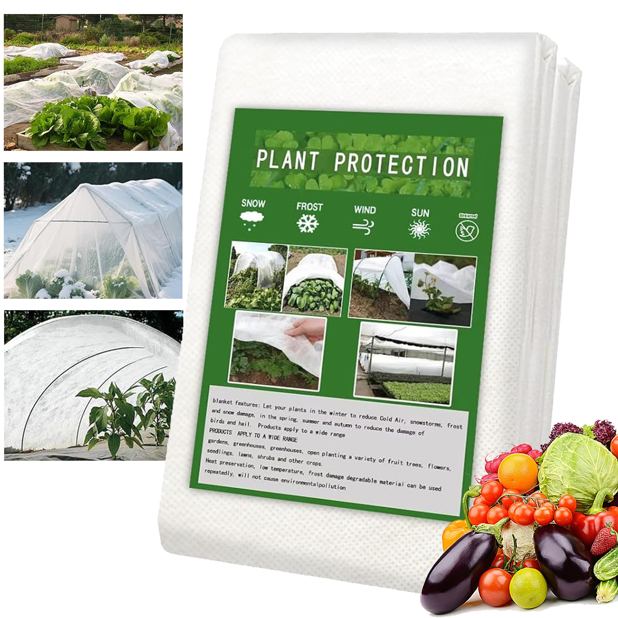 Lepat Garden Plant Fleece Frost Protection 35gsm, 2m x 5m Antifreeze Cloth Winter Plant Protection Fabric, Non-Woven Fabric Cover Frost Protection, Anti-UV, Tear Resistant for Plants,vegetable
