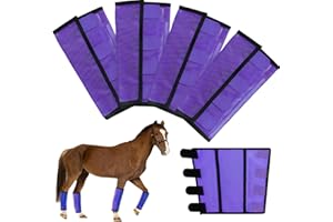 KUEIOX Mesh Horse Fly Boots Set of 4，Adjustable and Universal Loose Fitting & Non-Slip Horse Fly Leggings for Horses,Reduce Stressful Stomping (Purple)