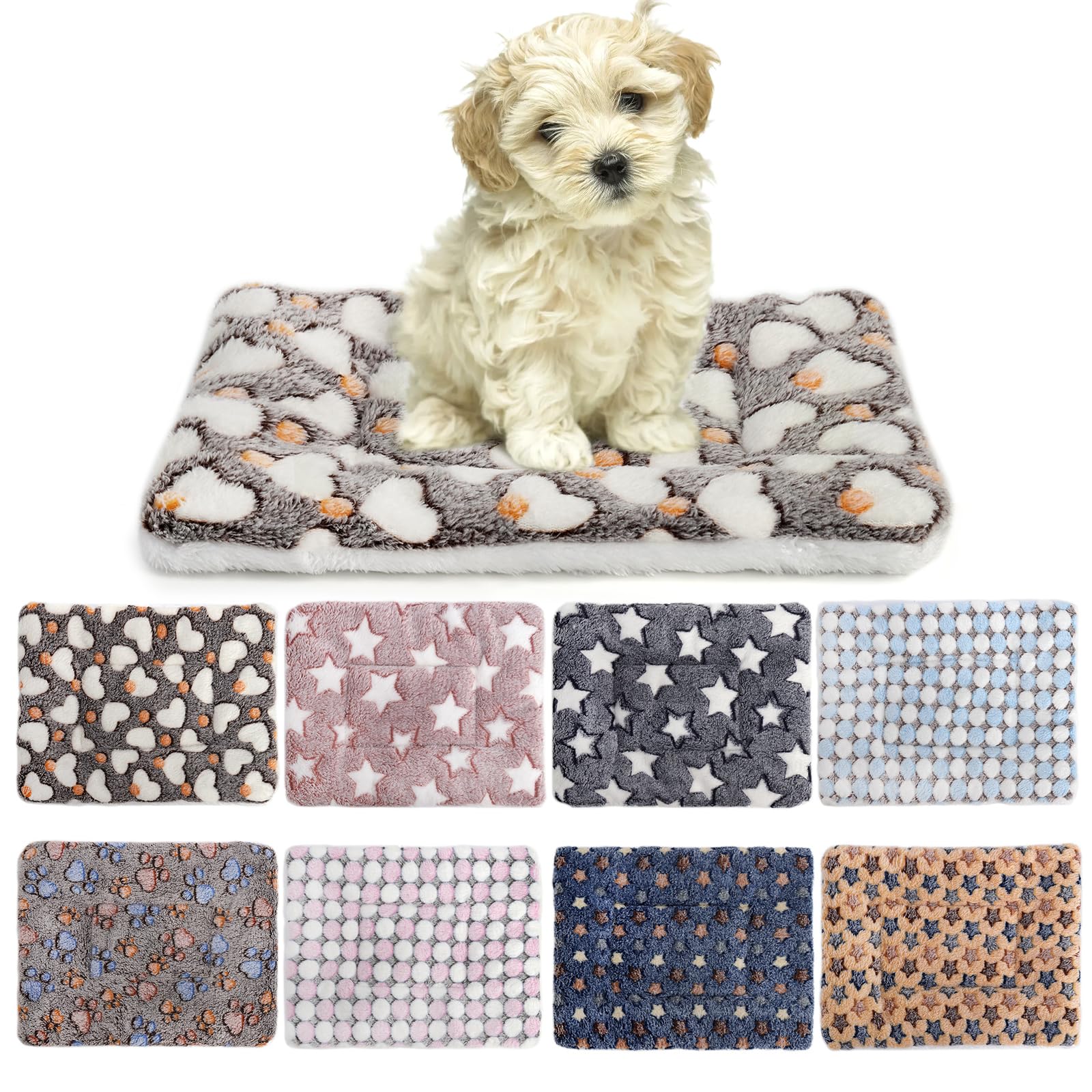 Lyellfe 8 Pack Guinea Pig Bed Mat, Winter Sleep Bedding Pads, Thick Flannel Rabbit Cage Accessories Mat for Bunny Hamster Squirrel Hedgehog, 6 Styles