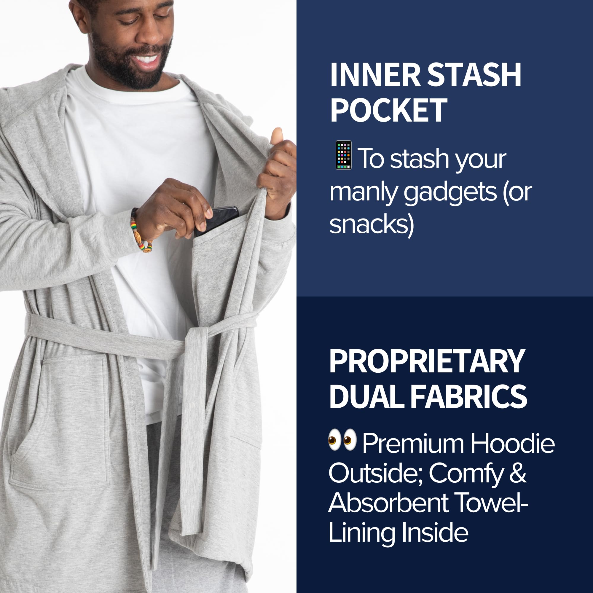 DudeRobe Men's Robe – Hooded TERRY Bath Robe for Men with Pockets | Soft, Comfy Men’s Bathrobe from Shark Tank