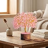 Handcrafted Crystal Tree for Good Luck | 300 Beads Bonsai Tree for Positive Energy, Love, and Harmony | Feng Shui Money Tree | Spiritual Gift & Home Decor | 7-9 Inches (Rose Quartz)