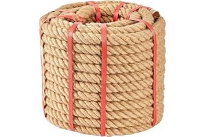 Kweetle Jute Rope 1 Inch x 50 FT, Hemp Rope Twisted Heavy Duty Jute Rope, Manila Rope for Home Decor Crafts Swing Rope Railing Climbing Decoratingecorating