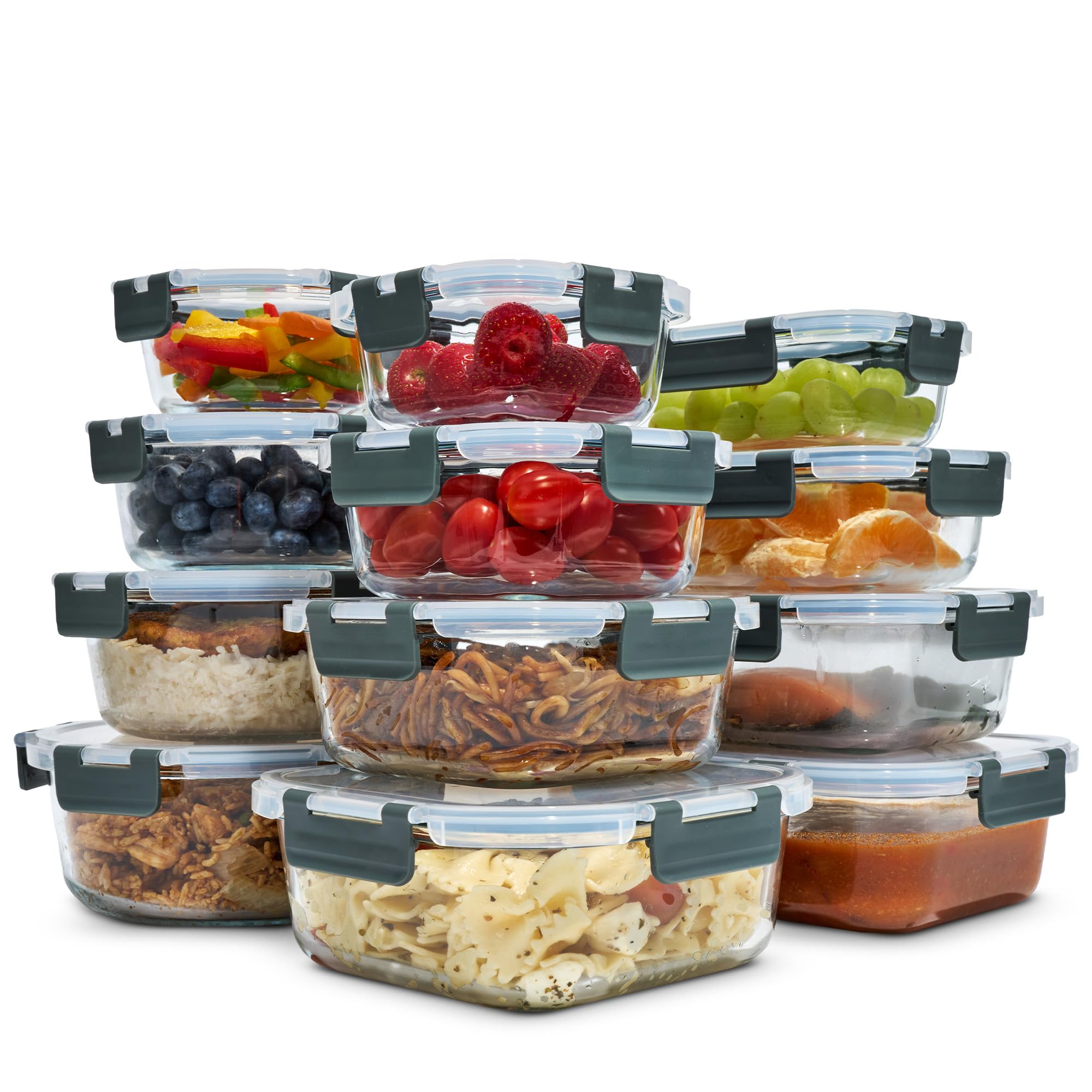 uandu Glasbehälter mit Deckel – Meal Prep Boxen Set 12-teilig – Frischhaltedosen Glas BPA-frei – Spülmaschinen-, Mikrowellen- & Gefrierschrankgeeignet