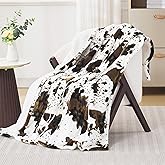 PTQ Electric Blanket Twin Size - Reversible Sherpa & Flannel, 62"× 84" Heated Throw Blanket with 6 Heat Settings & 1-12H Timer, Machine Washable, Warm Gift for Women, Brown Cow Print