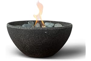 TERRA FLAME TerraFlame Basin Fire Bowl Table Top | Portable Concrete Fire Pit for Indoor and Outdoor | 3 Gel Fuel Cans | Clean Burning and Smoke-Free | Protective Cork Base | StoneCast Graphite Finish