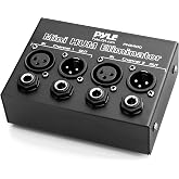 Pyle Compact Mini Hum Eliminator Box - 2 Channel Passive Ground Loop Isolator, Noise Filter, AC Buzz Destroyer, Hum Killer w/ 1/4" TRS Phone, XLR Input/Output, Uses 1:1 Isolation Transformer