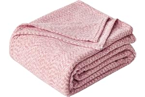 AILEMEI DIRECT Ailemei Chenille Blanket,King Size Blanket,Super Soft Velvet Sweater Blanket, Knit Lightweight Breathable King Blankets for Bed for All Seasons, 108"x90",Pink