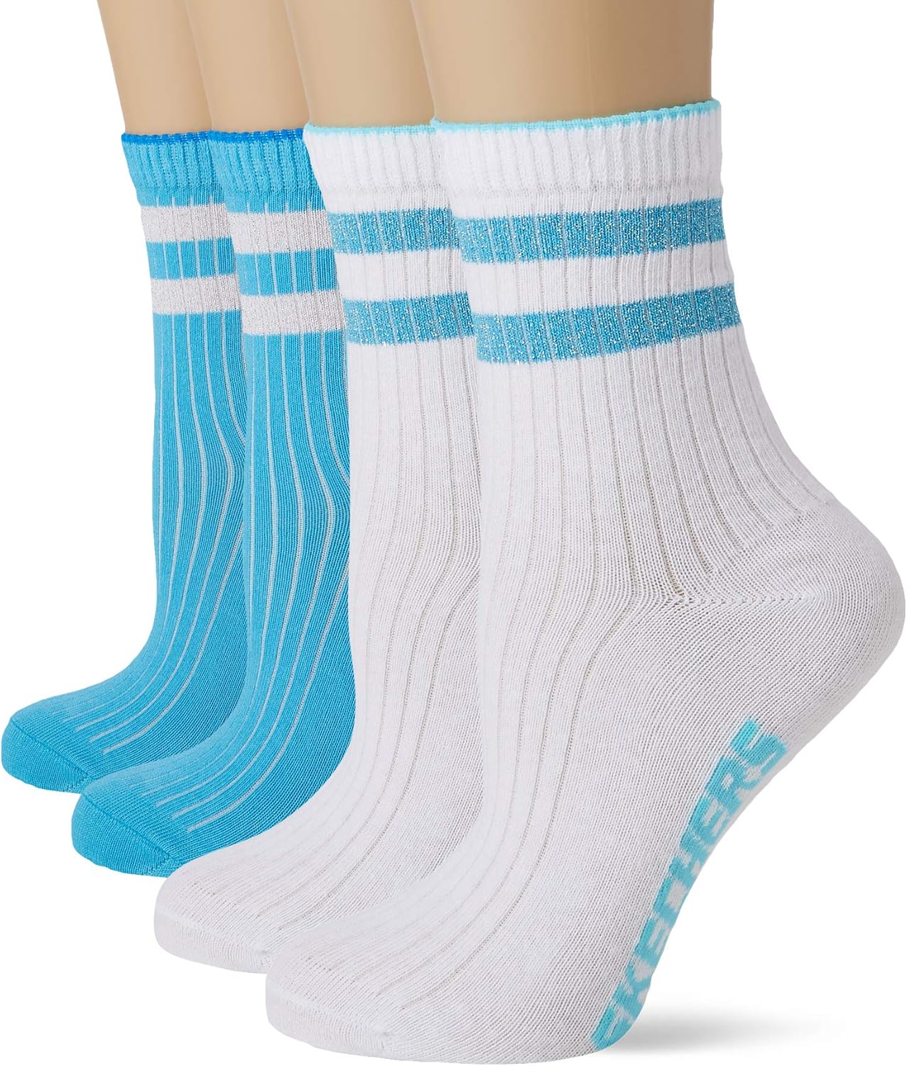 Skechers Socks Women's Sk41033000 Calf Socks, (White 1000), 6/8/2018