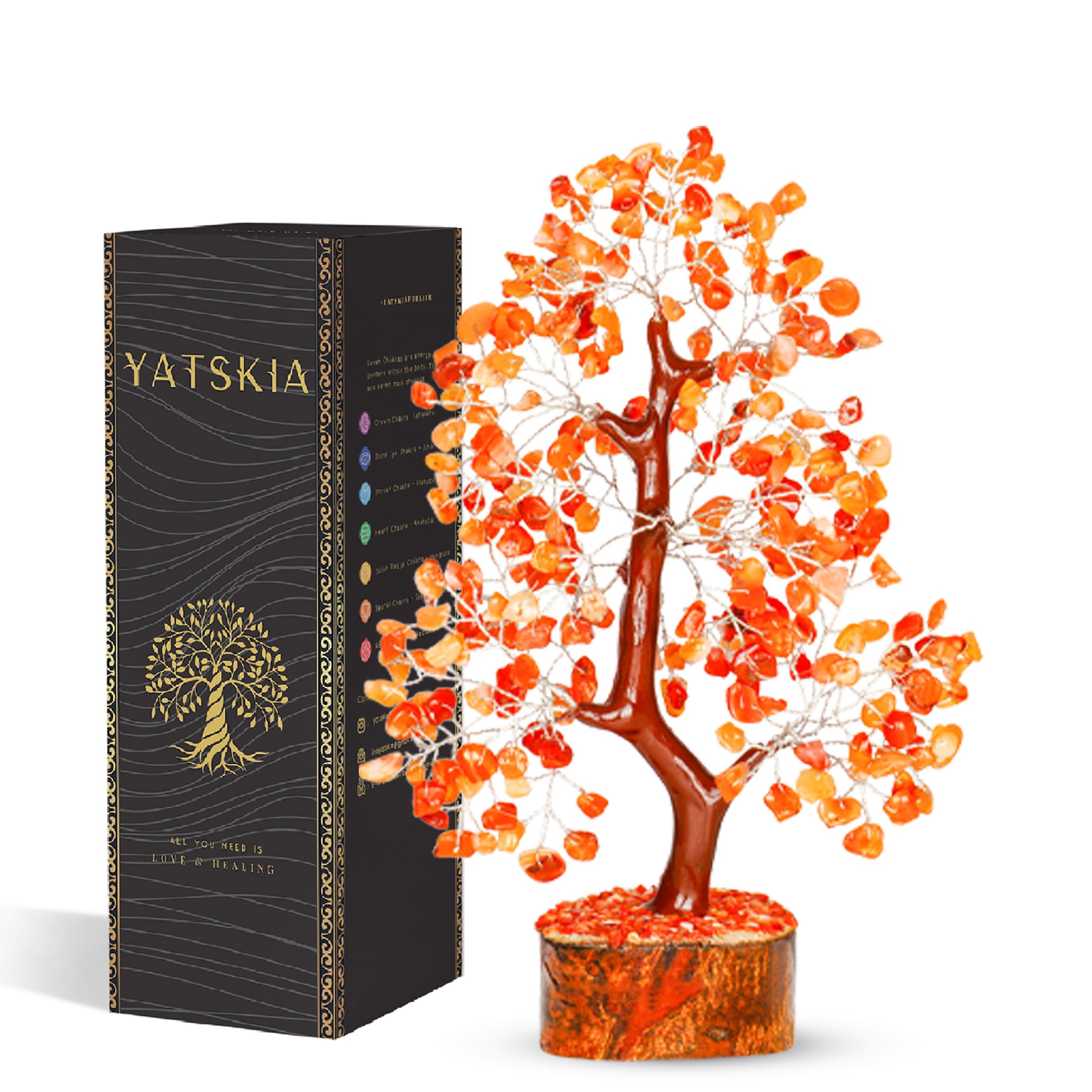 Carnelian Crystal Bonsai Tree - Home and Office Feng Shui Decor - Tree of Life - Gemstone Spiritual and Metaphysical Gift