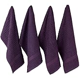 DII Basic Terry Collection Waffle Dishtowel Set, 15x26, Solid Eggplant, 4 Piece
