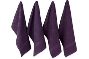 DII Cotton Waffle Terry Dish Towels, 15 x 26 Set of 4, Ultra Absorbent, Heavy Duty, Drying & Cleaning Kitchen Towels-Eggplant
