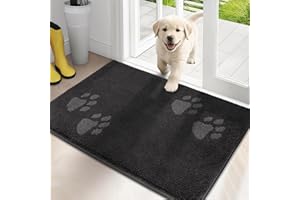 PURRUGS Dirt Trapping Door Mat 20" x 31.5", Non-Skid/Slip Machine Washable Microfiber Entrance Rug, Shoes Scraper, Dog Doormat, Super Absorbent Floor Mat for Muddy Wet Shoes and Paws, Charcoal