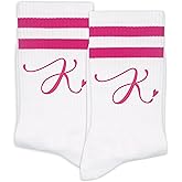 Women's Hot Pink Striped Socks - Birthday Gift, Ladies