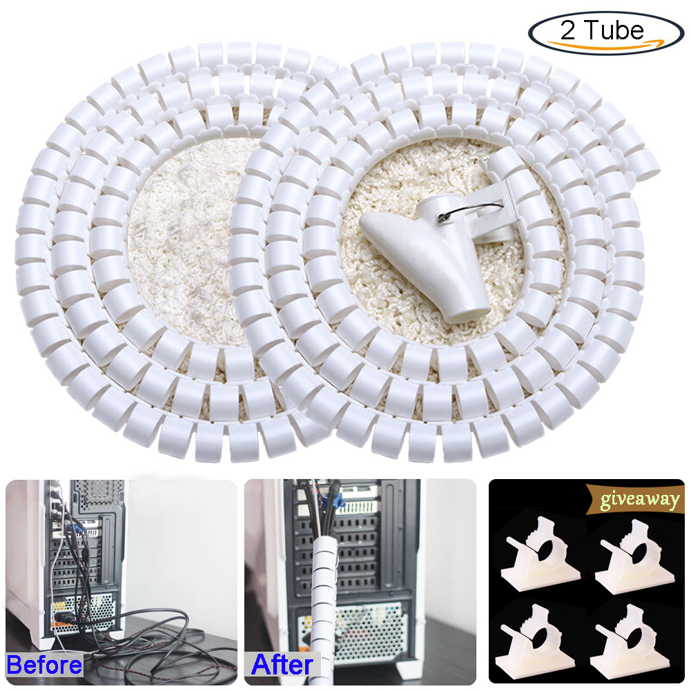Soft Flexible Spirals Cable Organizer Storage Pipe Desk Cord