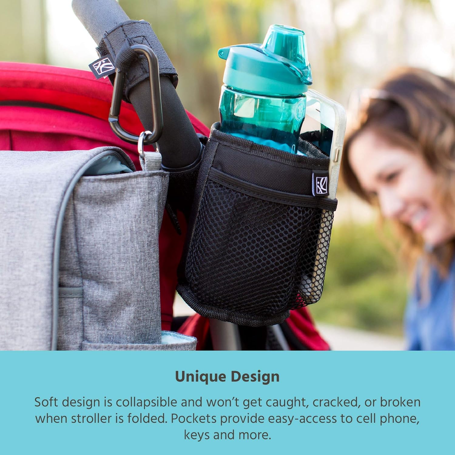 J.L. Childress Cup 'N Stuff, Universal Fit Insulated Stroller Cup Holder, Non-Slip and Adjustable, Water Resistant and Drip Free, Use on Strollers, Bikes, and Shopping Carts, Black : Standard Baby Strollers : Baby