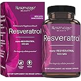 Reserveage Beauty, Resveratrol 100 mg, Antioxidant Supplement for Heart and Cellular Health, Supports Healthy Aging and Immune System, Paleo, Keto, 60 Capsules (60 Servings)