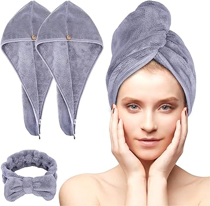 acksonse haarturban 3 stuck turban handtuch mit knopf schnelltrocknend haarhandtuch fur frauen mikrofaser handtuch fur kopf und lange haare