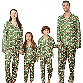 ANGELGGH Family Christmas PJs Matching Sets Long Sleeve Festival Party Pajamas Holiday Warm Sleepwear Couples Button Loungewear (Women, S, Green Snowman)