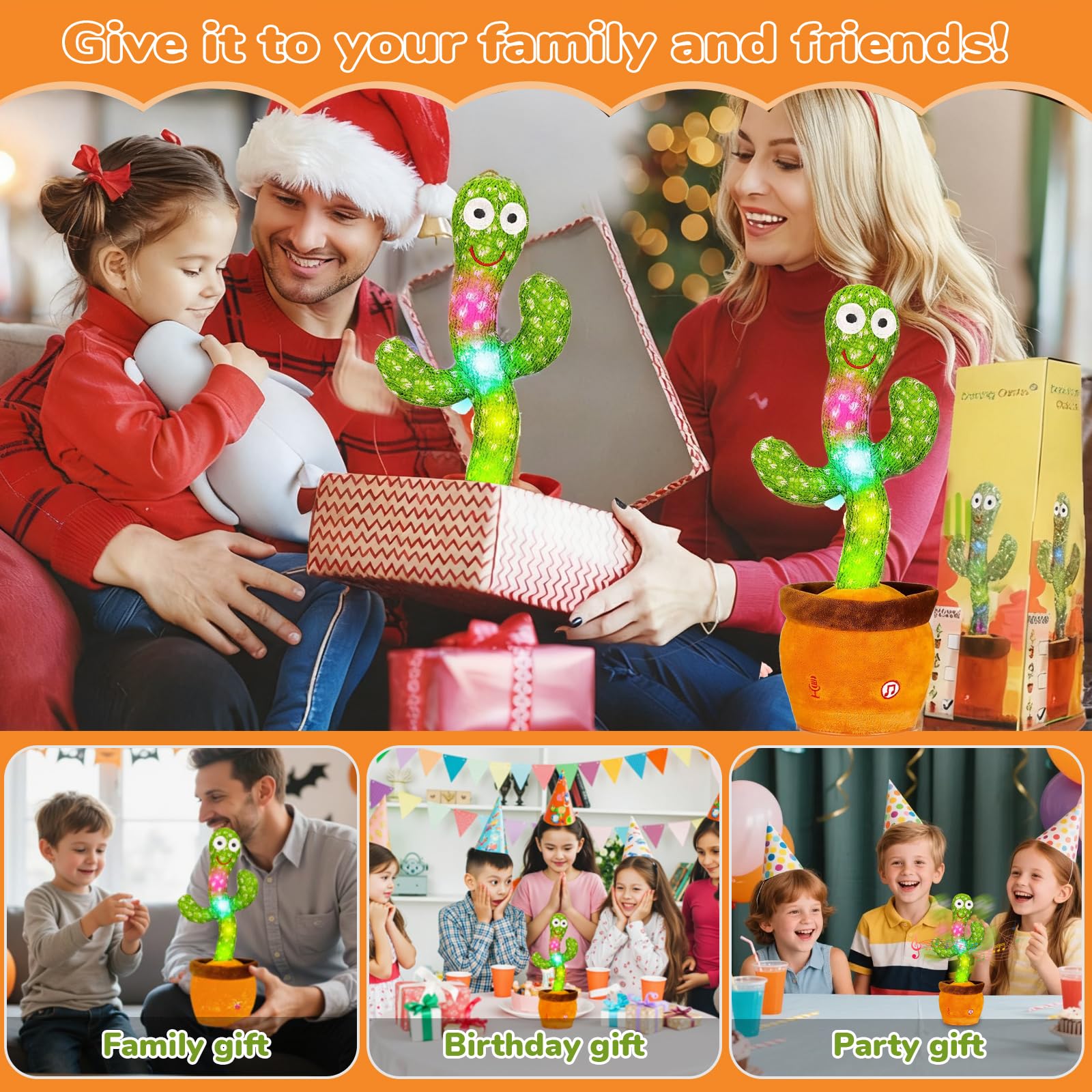 MILEGI Dancing Talking Cactus Toy, Baby Singing Recording Mimicking Cactus Toy, Repeats What You Say, Musical Interactive Infant Toddler Toys for 1 Year Old Boys Girls