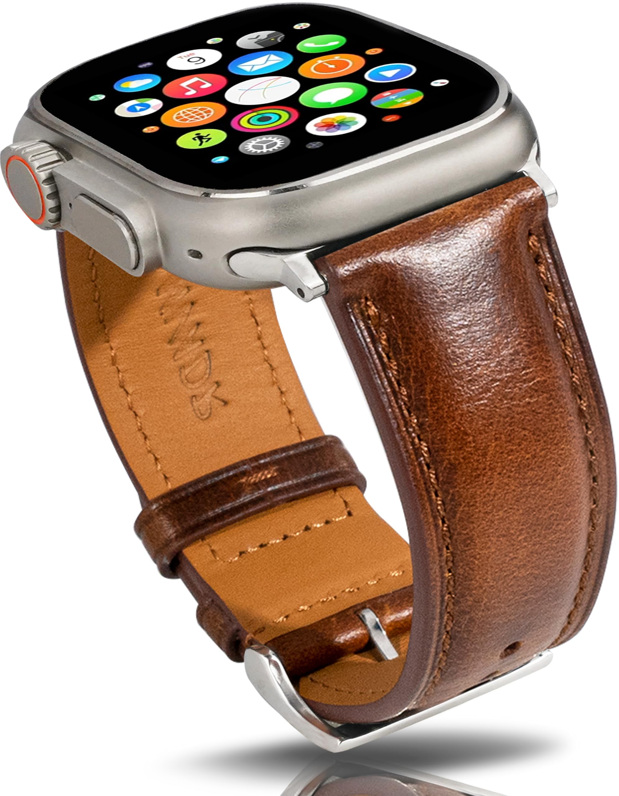 Vintage Leather Bands Compatible with Apple Watch Band 38 40 41 42 44 45 49mm,Wax Oil-tanned Leather Strap for Women's iWatch Series 9/8/7/6/5/4/3/2/1 SE SE2 SE3 (Tan, 38mm 40mm 41mm)
