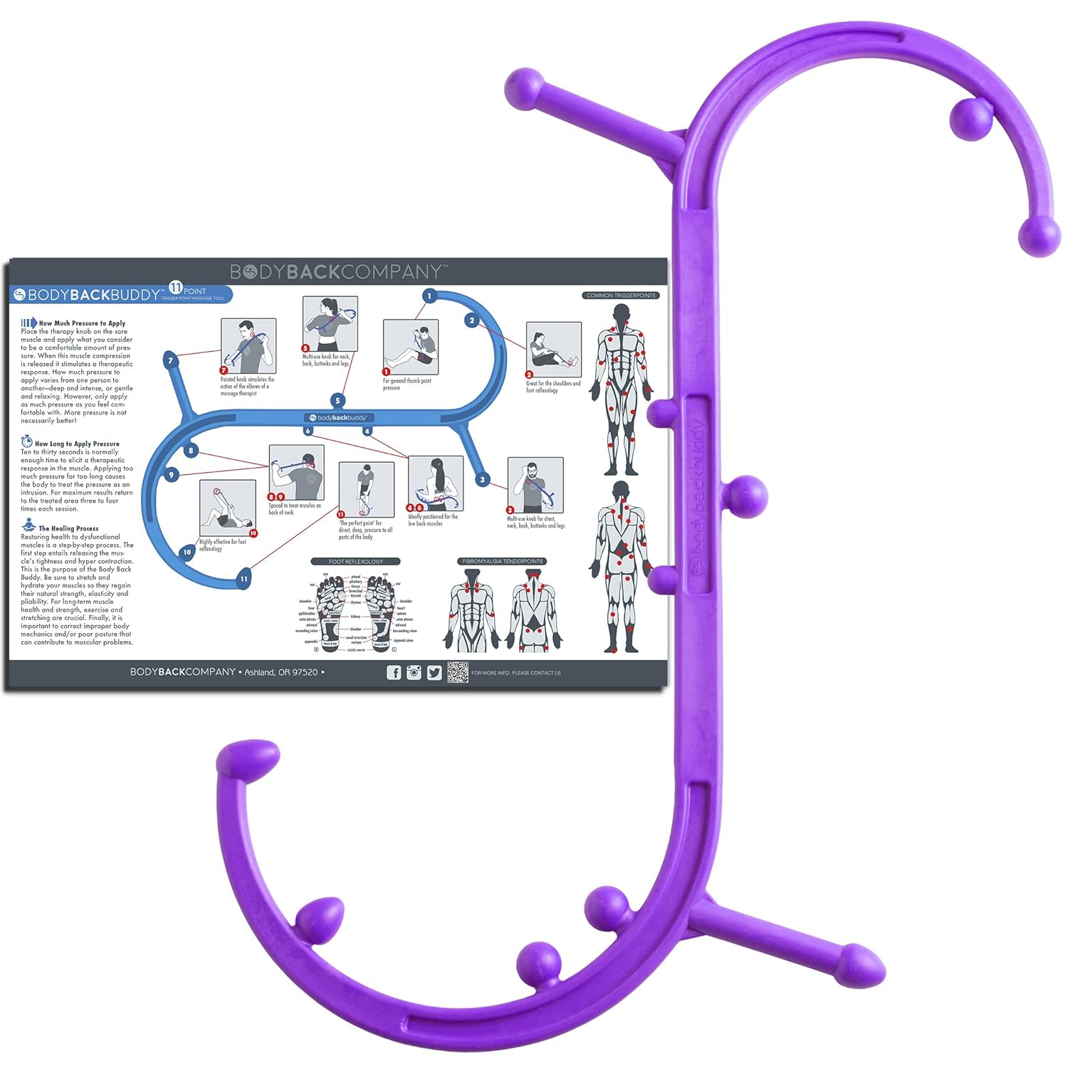 Body Back Buddy Back Massager, with Poster, Handheld Massage Stick